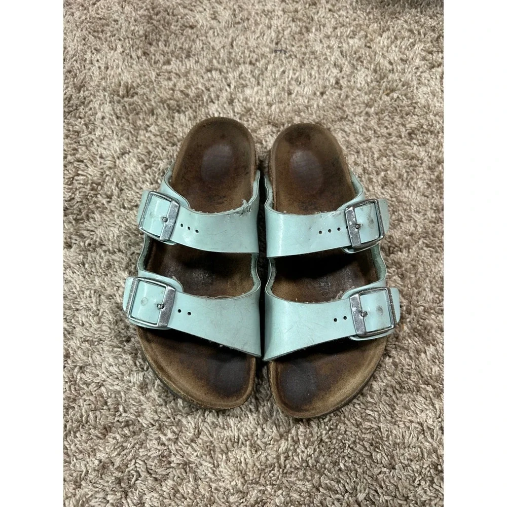 Birkenstock Arizona Kids Light Blue Two Strap Cork‎ Sandals Size 31